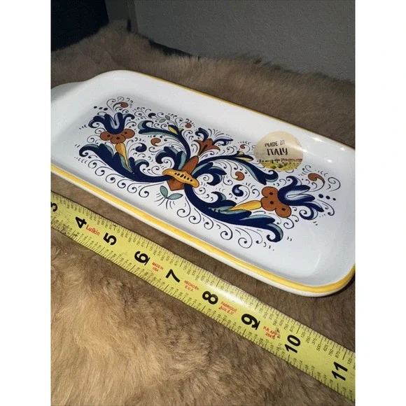 Nova Deruta Italian Pottery Tray Italy 11” x 5" Colorful Handpainted Ceramic - Picture 2 of 3